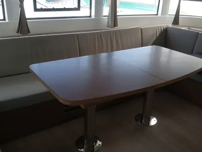 Salon of Cabin O06 (RB), a Lagoon 50 catamaran at Eden Island Marina, Seychelles