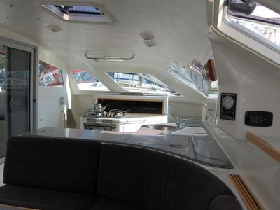 Salon of Alboran Ron Punch (Majorca), a Voyage 440 catamaran at es Jonquet, Spain