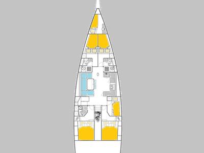 Floor plan of NN, a More Boats More 55 sailboat at Grad Biograd na Moru, Croatia