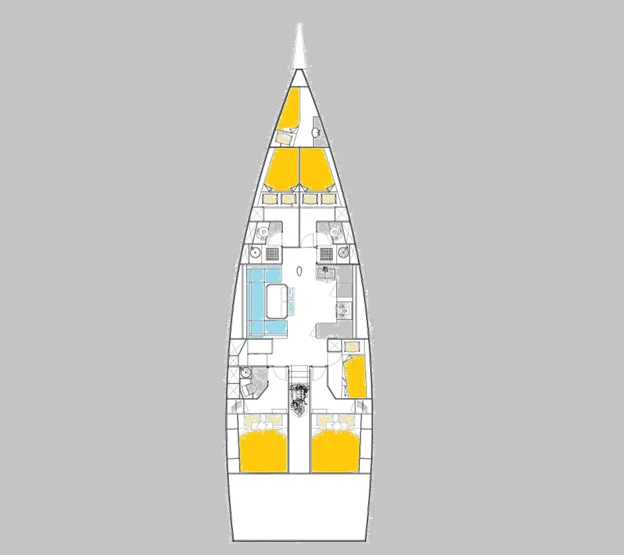 Floor plan of NN, a More Boats More 55 sailboat at Grad Biograd na Moru, Croatia