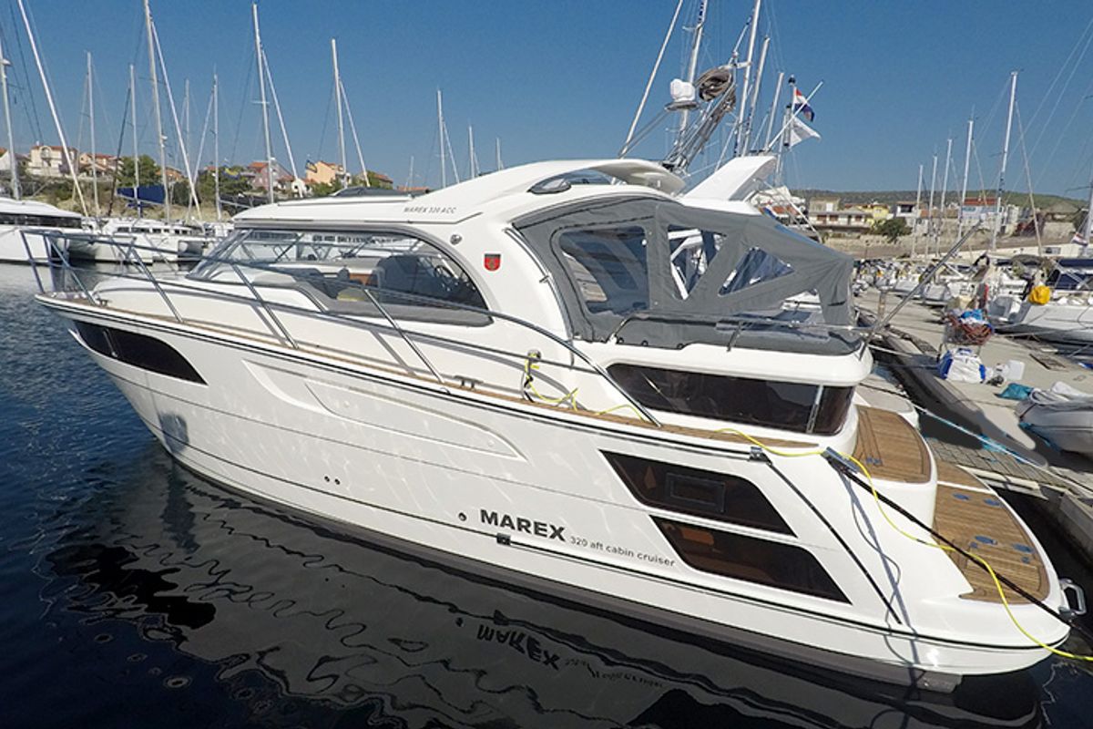 Exterior view of Morski konjic, a Marex 320 ACC yacht at Grad Šibenik, Croatia
