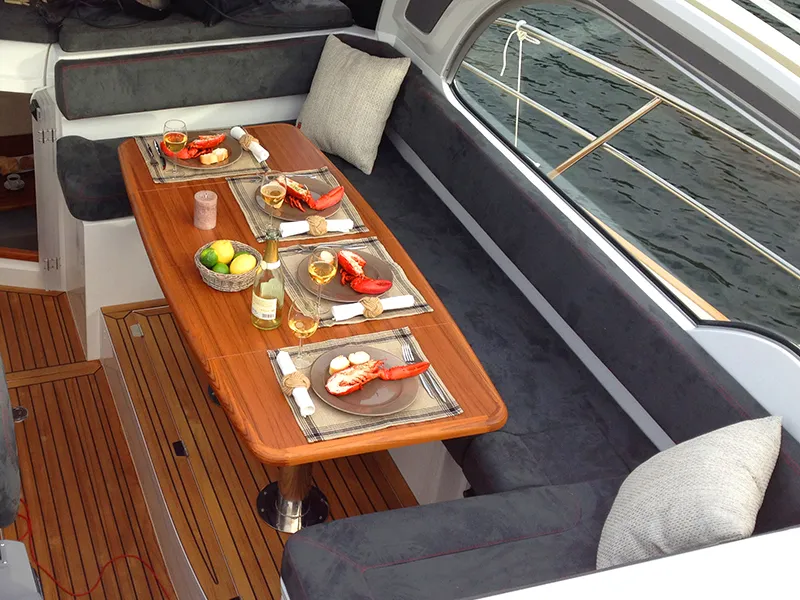Salon of Morski konjic, a Marex 320 ACC yacht at Grad Šibenik, Croatia