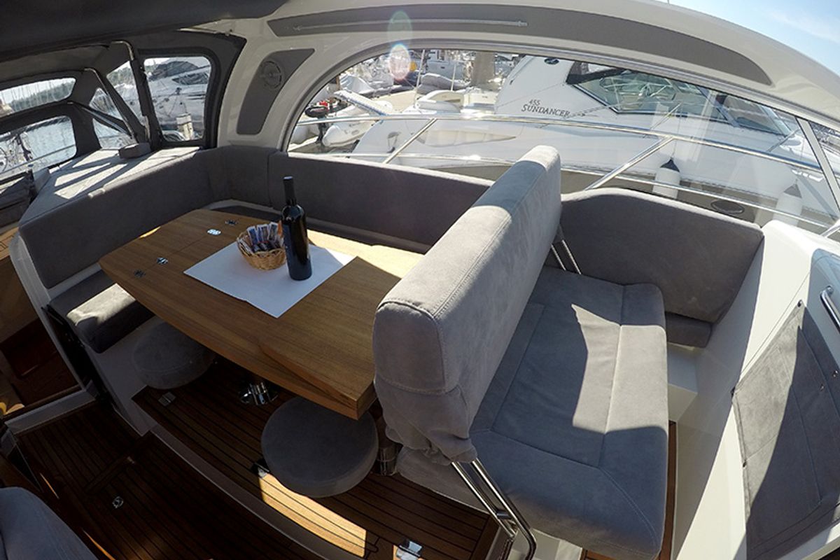 Salon of Morski konjic, a Marex 320 ACC yacht at Grad Šibenik, Croatia