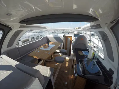 Salon of Morski konjic, a Marex 320 ACC yacht at Grad Šibenik, Croatia