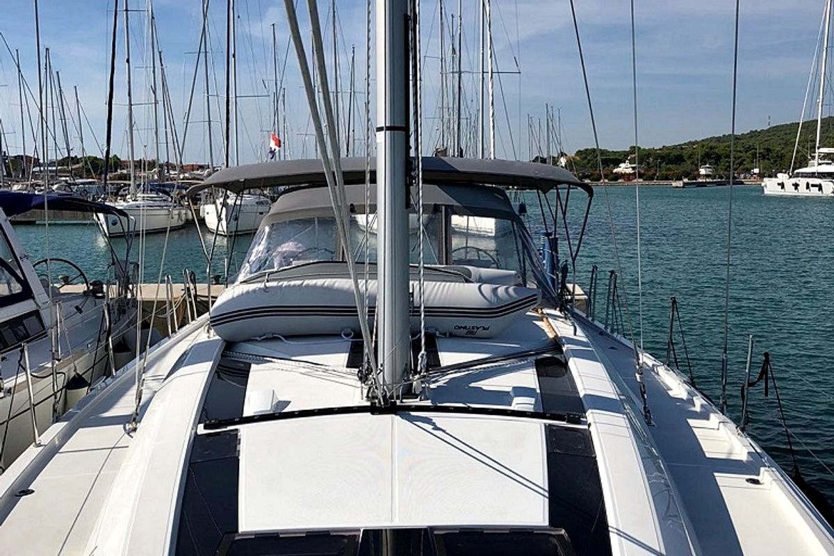 Deck of Pearl Dreams, a Beneteau Oceanis 51.1 sailboat at Općina Sukošan, Croatia