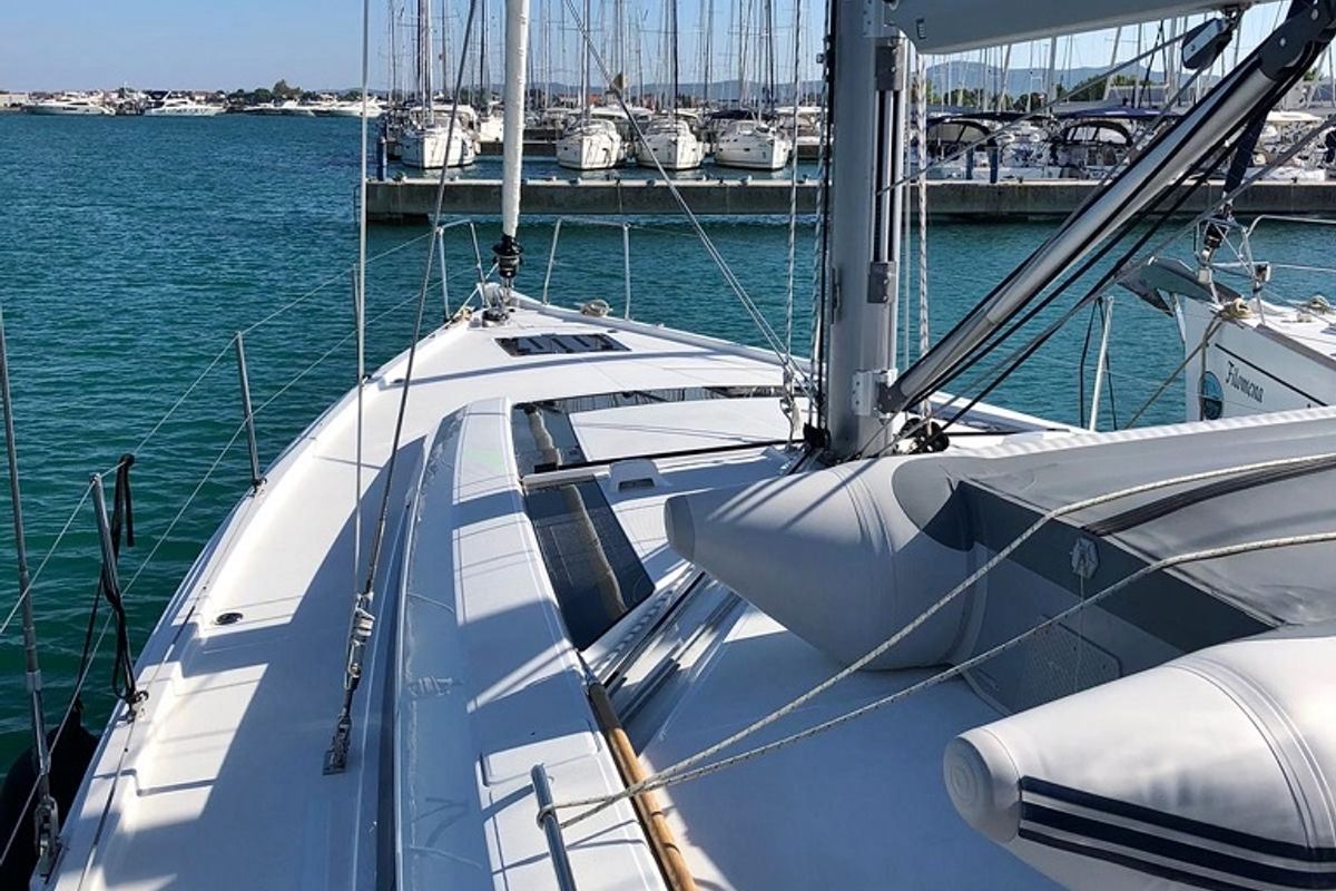 Deck of Pearl Dreams, a Beneteau Oceanis 51.1 sailboat at Općina Sukošan, Croatia