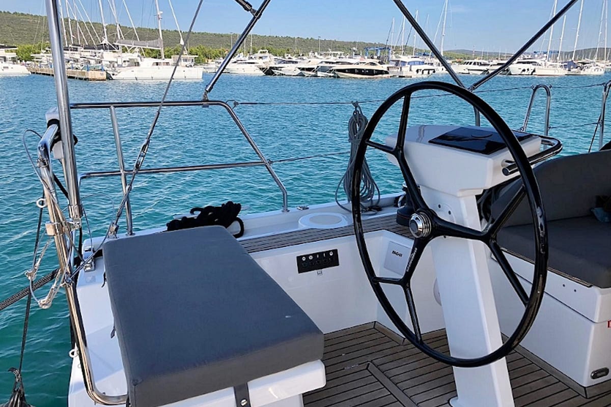 Cockpit of Pearl Dreams, a Beneteau Oceanis 51.1 sailboat at Općina Sukošan, Croatia