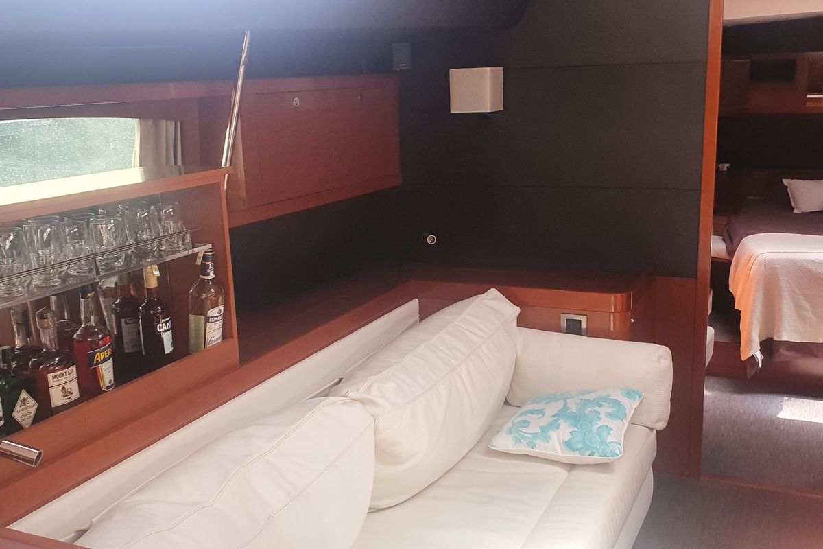 Salon of Premium +, a Beneteau Oceanis 60 sailboat at Municipal Unit of Lefkada, Greece