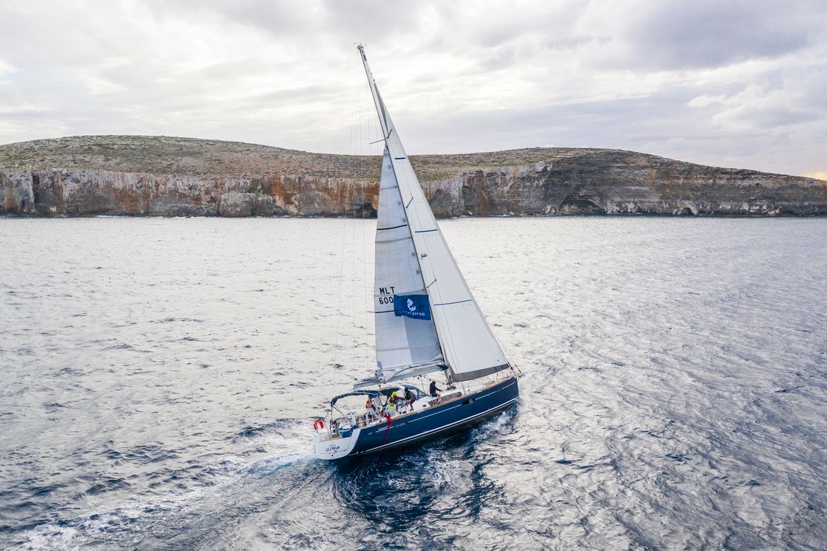 Deck of Premium +, a Beneteau Oceanis 60 sailboat at Municipal Unit of Lefkada, Greece