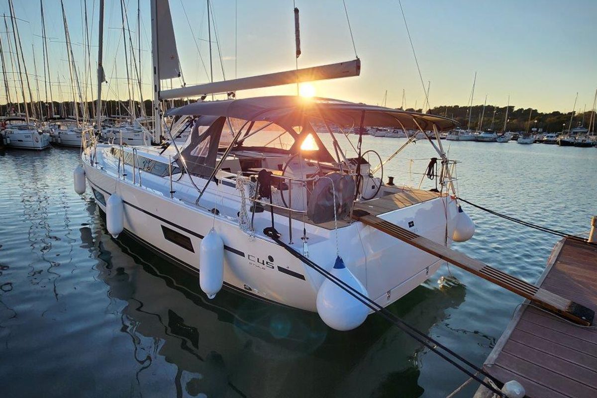 Exterior view of Wahlheimat, a Bavaria C45 Style sailboat at Primošten, Croatia