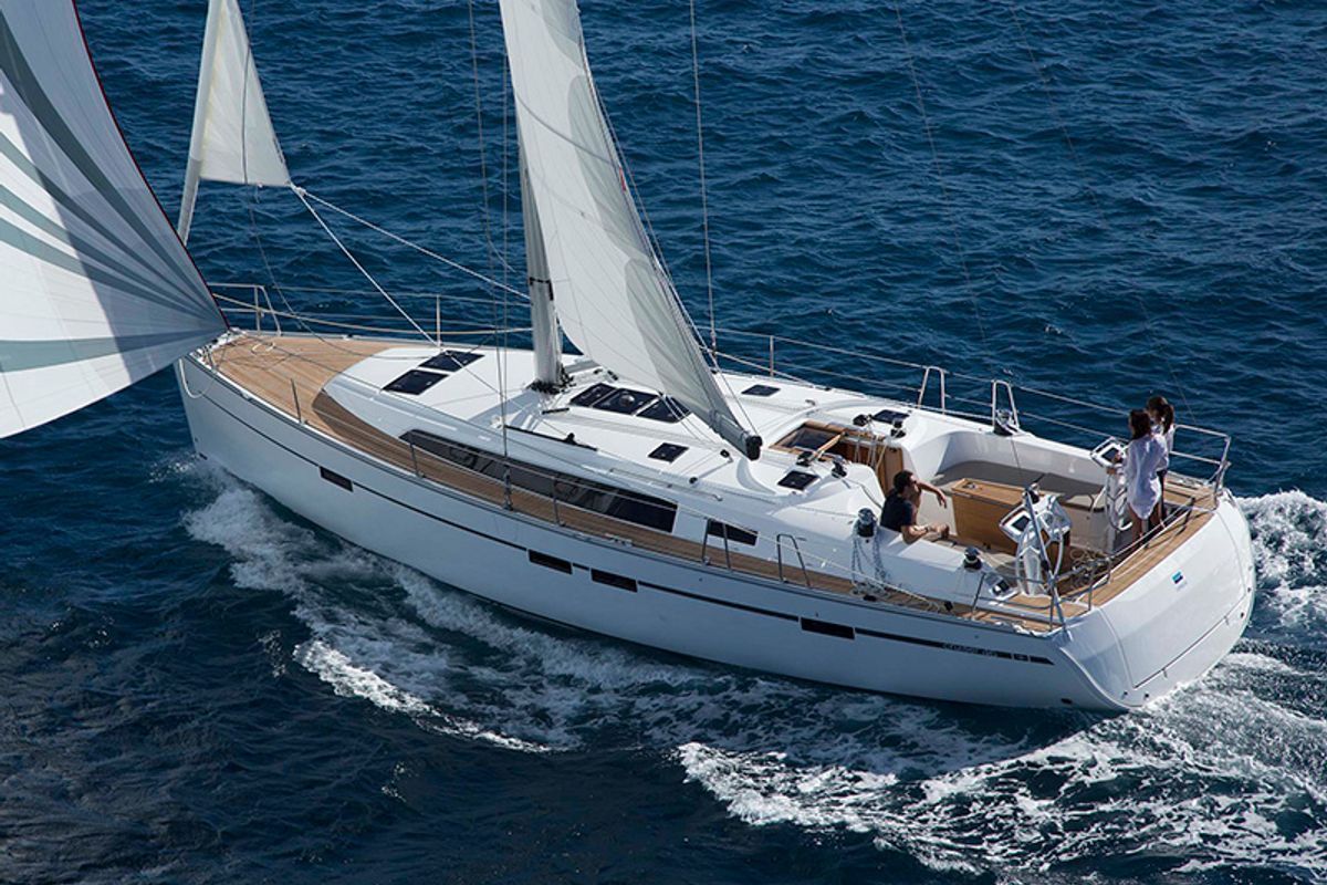 Exterior view of AF-B46C, a Bavaria Cruiser 46 sailboat at Athens, Greece