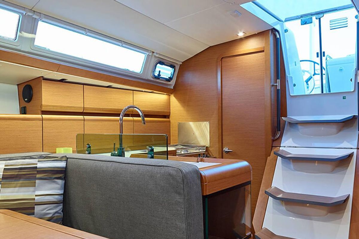 Galley of Anerada, a Jeanneau Sun Odyssey 419 sailboat at Athens, Greece