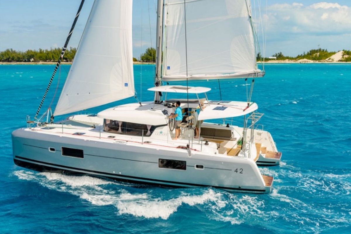 Exterior view of Forward Cabin #2, a Lagoon 42 catamaran at Municipal Unit of Lefkada, Greece