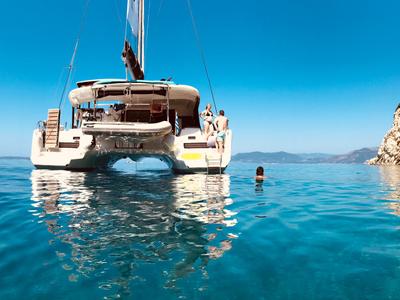 Exterior view of Forward Cabin #2, a Lagoon 42 catamaran at Municipal Unit of Lefkada, Greece