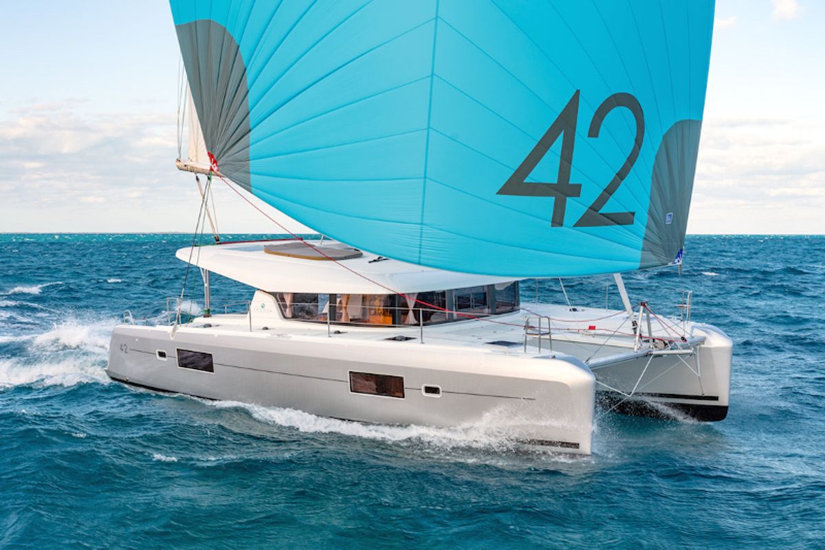 Exterior view of Forward Cabin #2, a Lagoon 42 catamaran at Municipal Unit of Lefkada, Greece