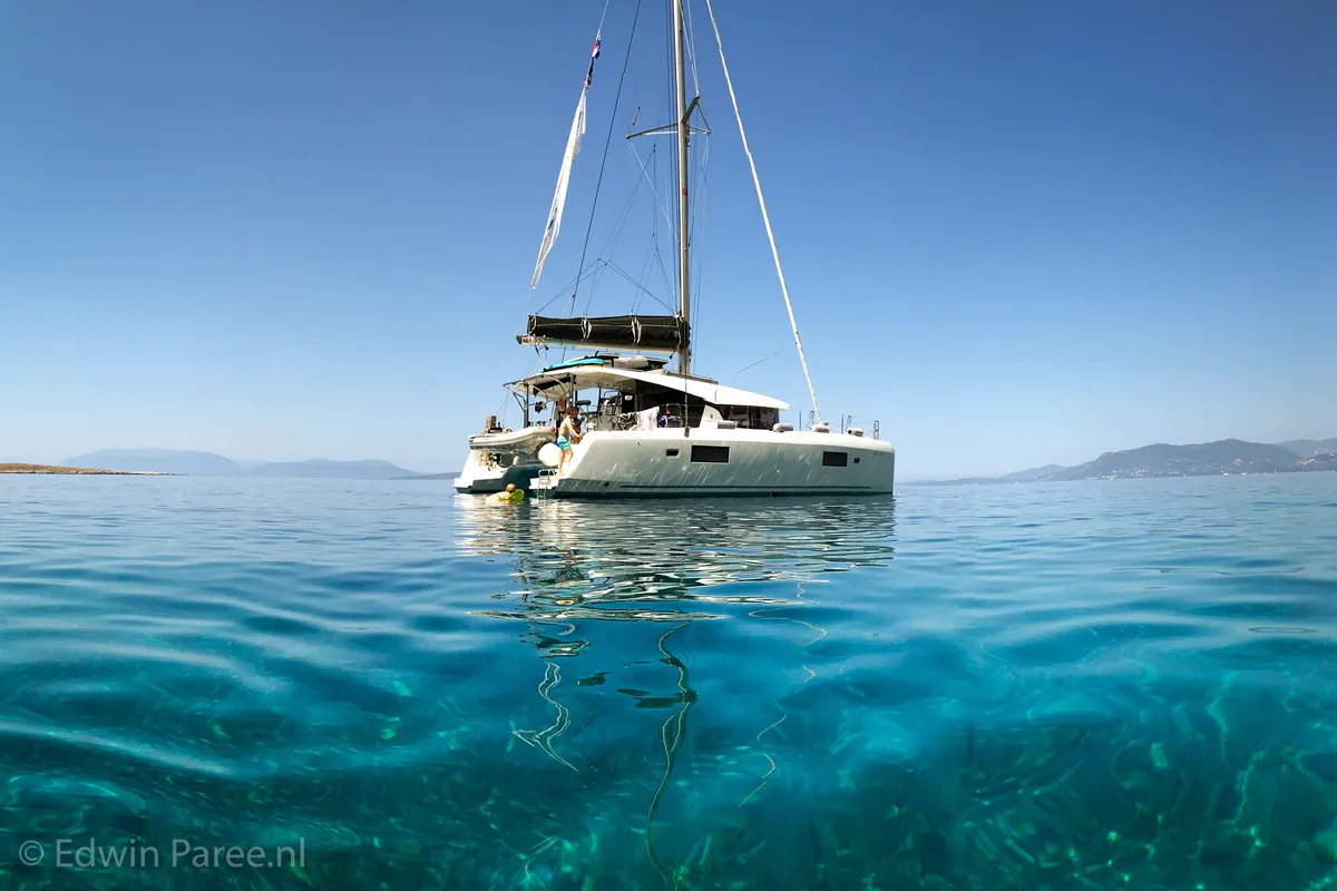 Exterior view of Forward Cabin #2, a Lagoon 42 catamaran at Municipal Unit of Lefkada, Greece