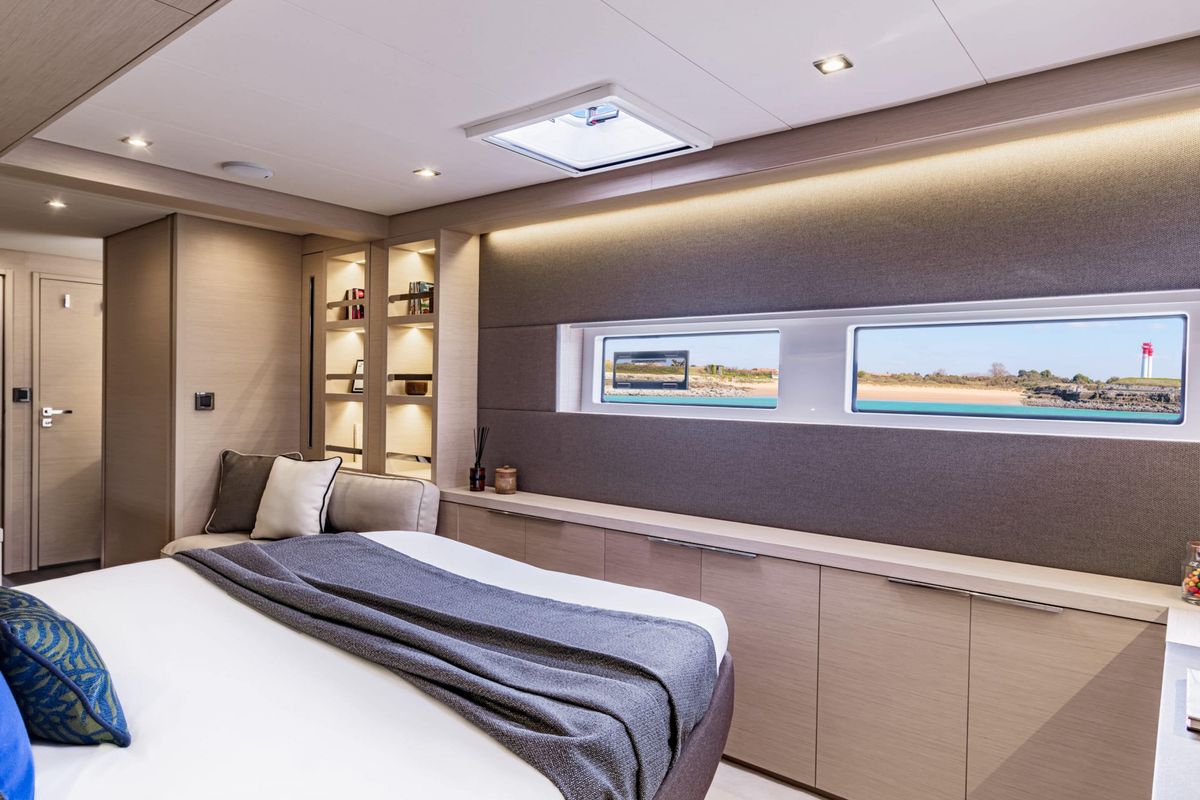 Cabin on Premium +, a Lagoon 55 catamaran at Trapani, Italy