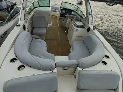 Deck of Godiva, a Sea Ray Boats Sea Ray SLX 300 motorboat at Mumbai Harbour, India