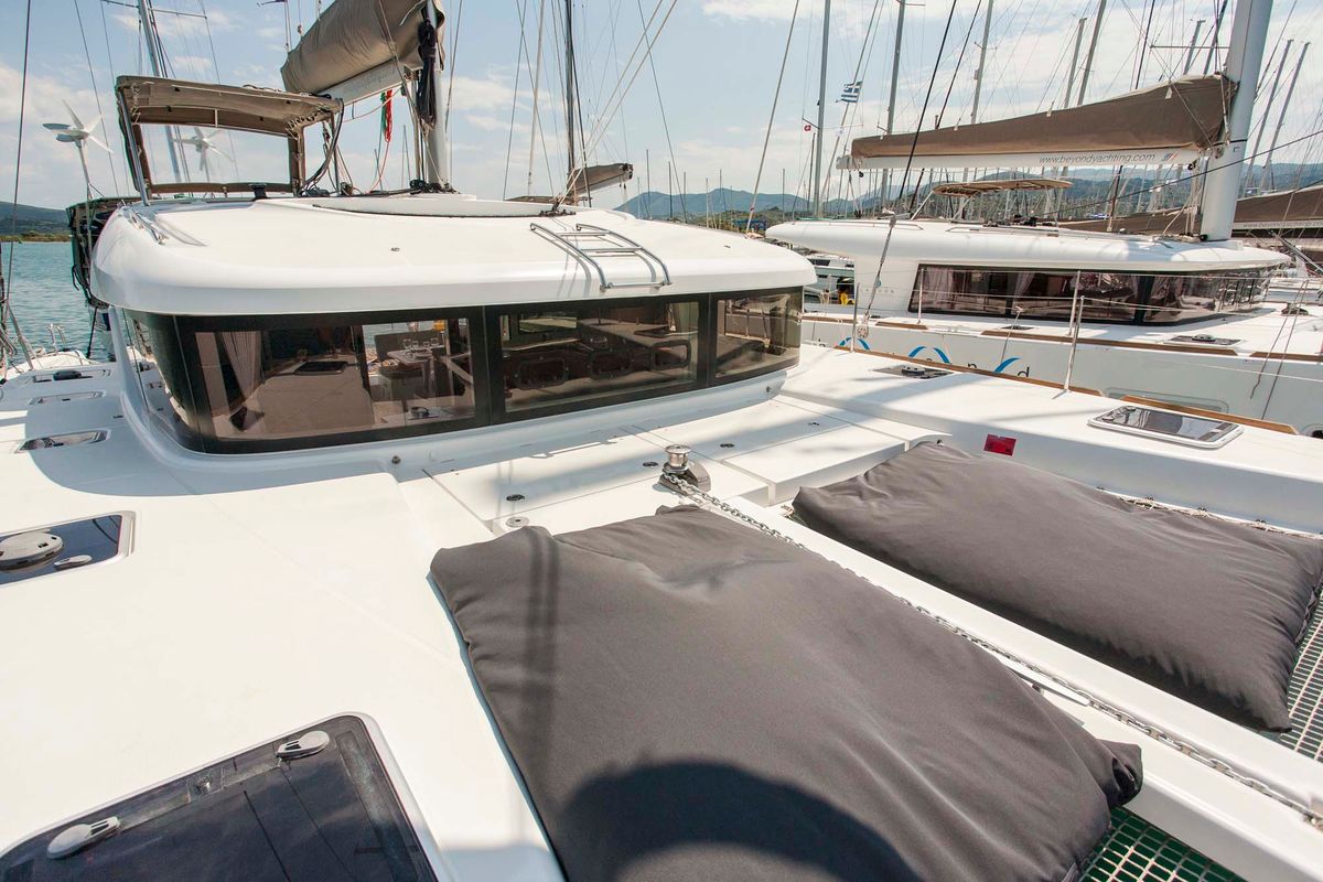 Deck of U2, a Lagoon 39 catamaran at Municipal Unit of Lefkada, Greece