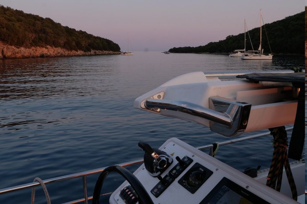 Cockpit of Freedom, a Hanse Yachts Moody 54 DS sailboat at Kontokali, Greece