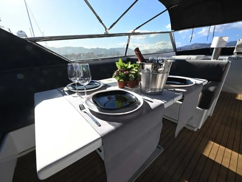 Deck of Maeva Star, a Leopard 23 yacht at Syracuse, Italy