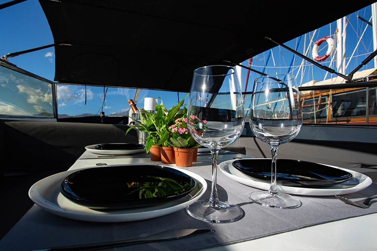 Deck of Maeva Star, a Leopard 23 yacht at Syracuse, Italy