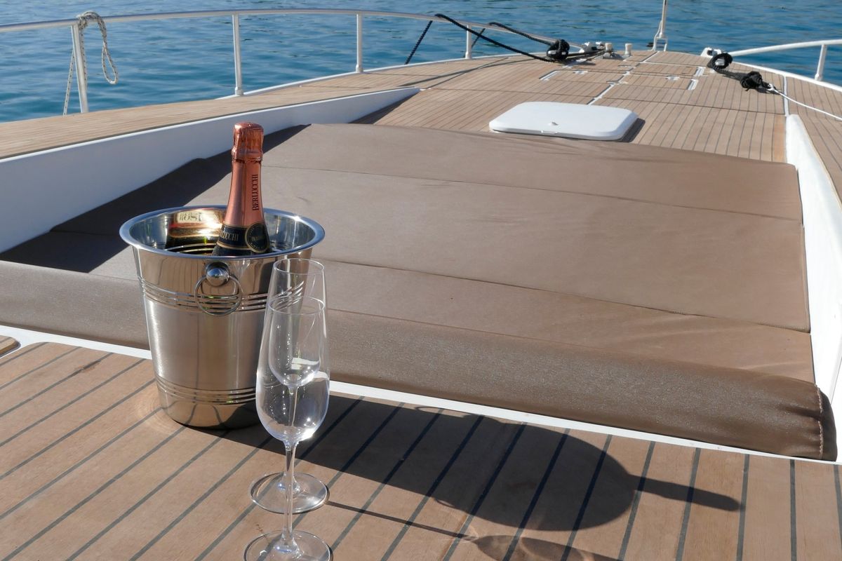 Deck of Maeva Star, a Leopard 23 yacht at Syracuse, Italy