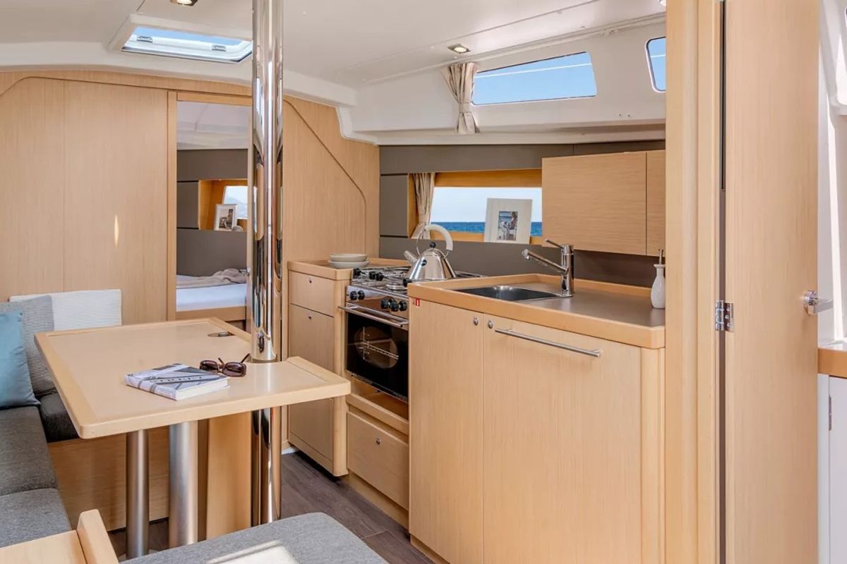Galley of Blondi, a Beneteau Oceanis 35 sailboat at Marmaris, Turkey