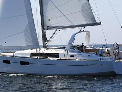 Exterior view of Blondi, a Beneteau Oceanis 35 sailboat at Marmaris, Turkey