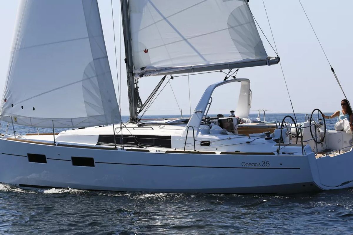 Exterior view of Blondi, a Beneteau Oceanis 35 sailboat at Marmaris, Turkey