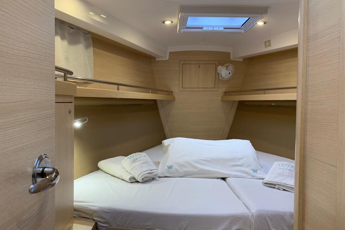 Cabin on Seu Vessel, a Delta 41 sailboat at Paraty, Brazil
