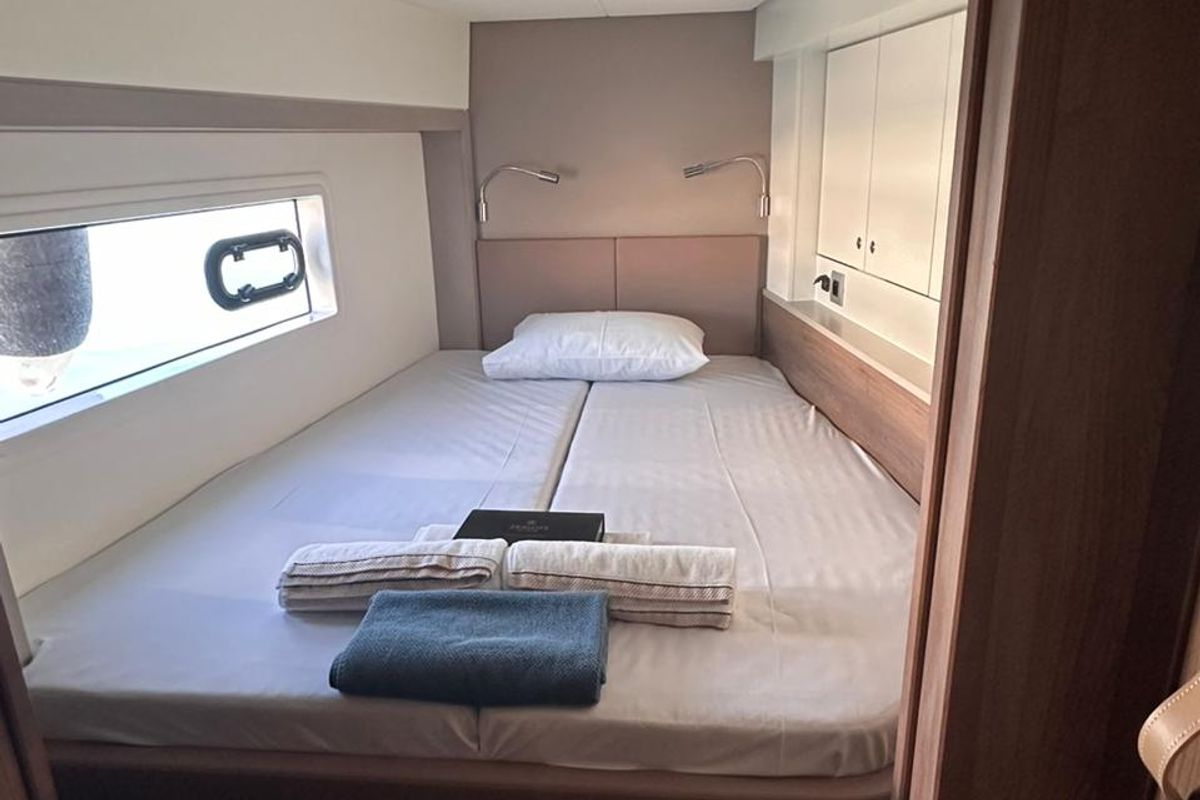 Cabin on High School, a Bali 4.2 catamaran at Svoronata, Greece