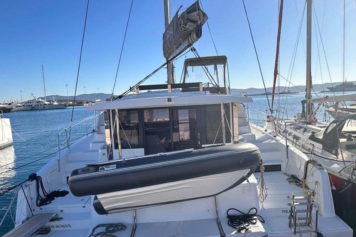 Exterior view of High School, a Bali 4.2 catamaran at Svoronata, Greece