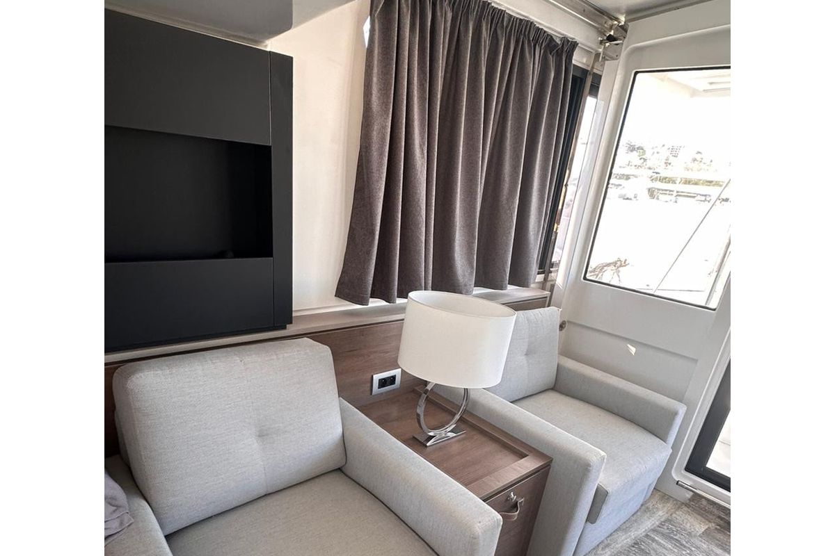 Salon of High School, a Bali 4.2 catamaran at Svoronata, Greece