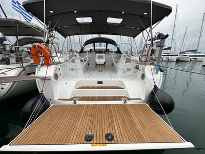 Cockpit of Veatriki, a Bavaria Cruiser 46 Style sailboat at Athens, Greece