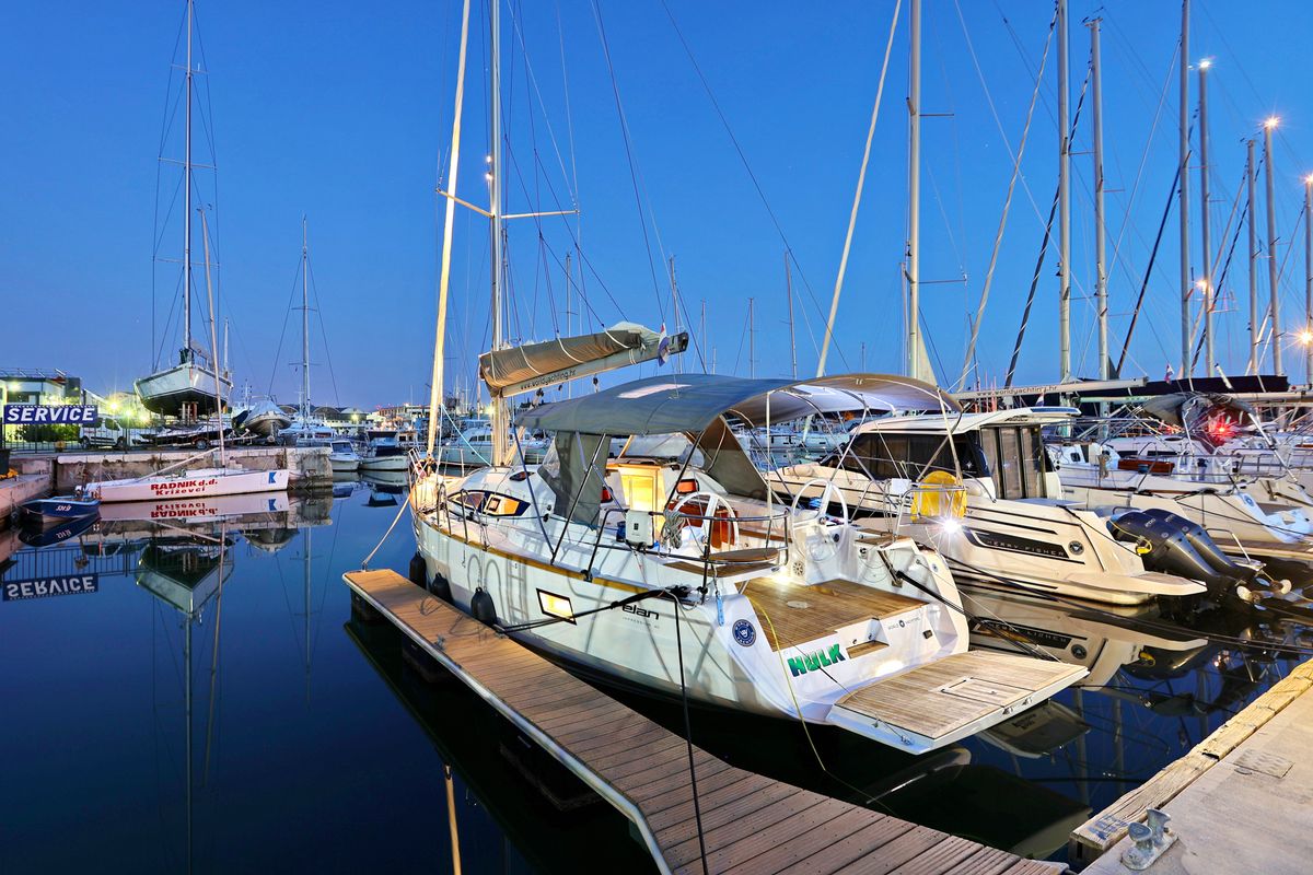 Exterior view of Hulk, a Elan Impression 40 sailboat at Grad Šibenik, Croatia