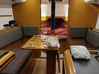 Salon of Madison, a Jeanneau Sun Odyssey 349 sailboat at Toulon, France