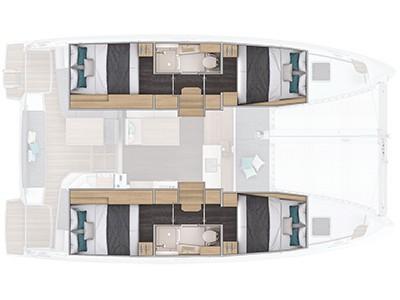 Floor plan of ANTHIA, a Lagoon 38 catamaran at Athens, Greece
