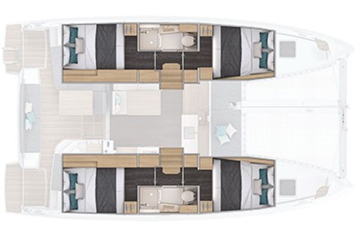 Floor plan of ANTHIA, a Lagoon 38 catamaran at Athens, Greece