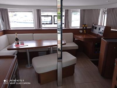 Salon of Lux, a Lagoon 42 catamaran at Cannigione, Italy