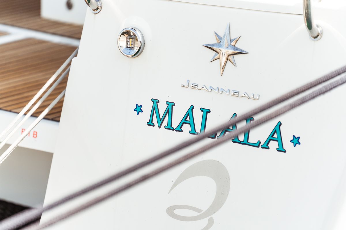 Malala, a Jeanneau Sun Odyssey 440 sailboat at Olbia, Italy