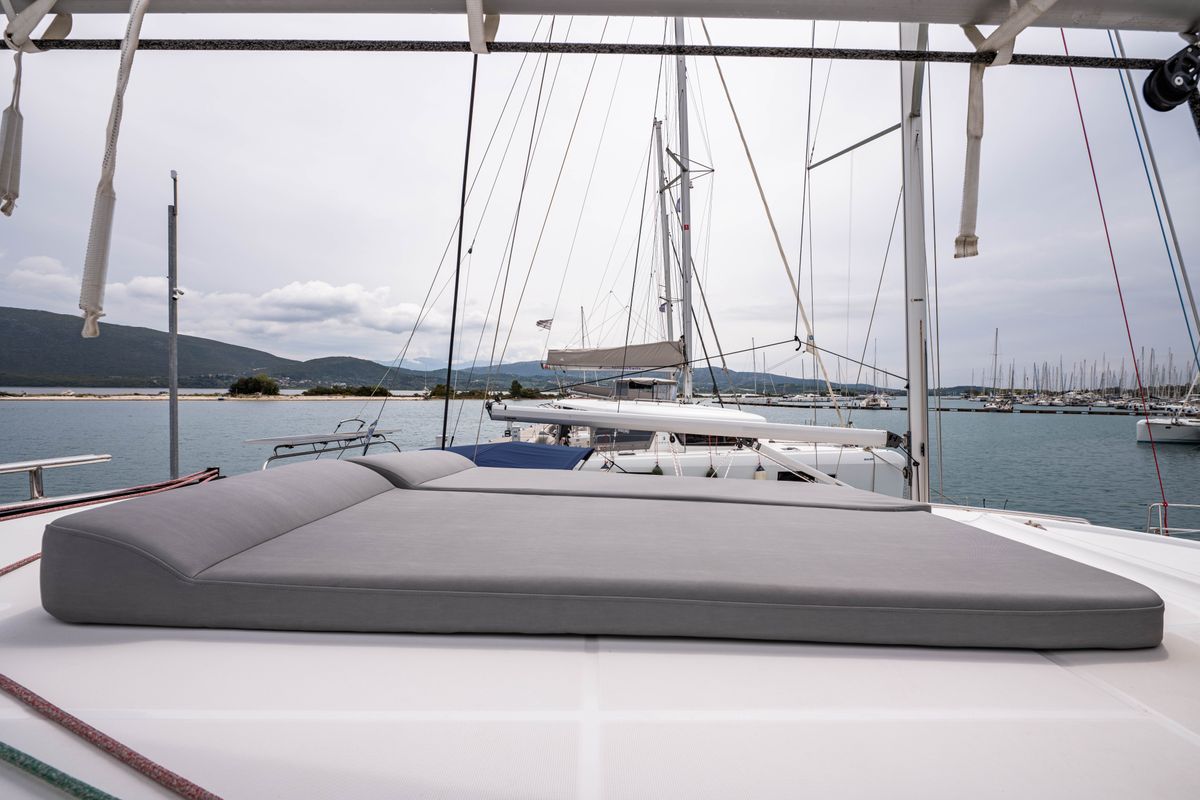 Deck of Imeroessa, a Lagoon 40 catamaran at Municipal Unit of Lefkada, Greece