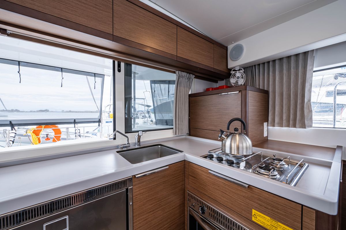 Galley of Imeroessa, a Lagoon 40 catamaran at Municipal Unit of Lefkada, Greece