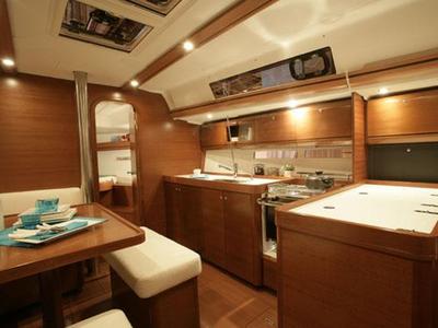 Salon of Chioggia Minuddaa, a Dufour 405 sailboat at U Pàize/Carloforte, Italy