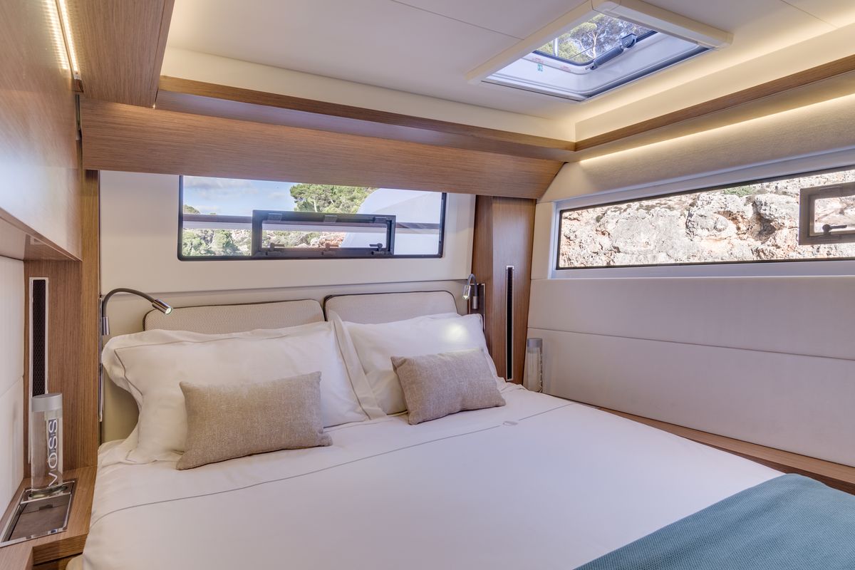 Cabin on Oneida II, a Lagoon 50 catamaran at Preveza, Greece