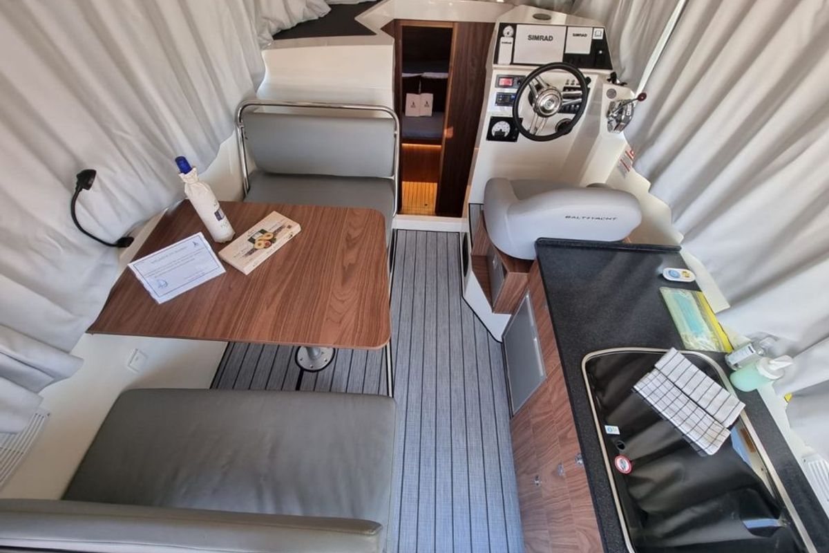 Salon of Wanderer, a Bali Balt 918 Titanium motorboat at Zadar, Croatia