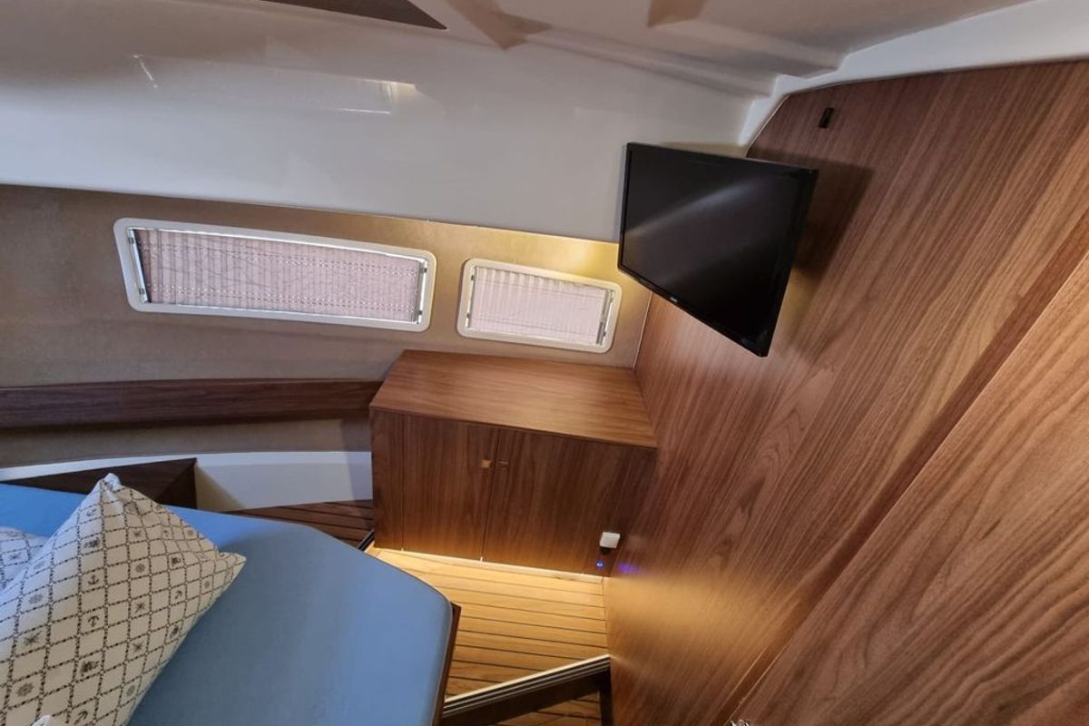 Cabin on Wanderer, a Bali Balt 918 Titanium motorboat at Zadar, Croatia