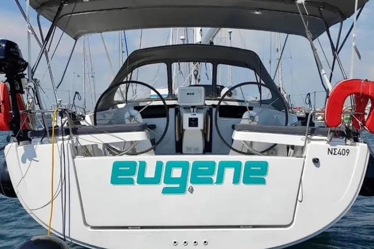Exterior view of Eugene, a Hanse Yachts Hanse 418 sailboat at Municipal Unit of Ellomenos, Greece