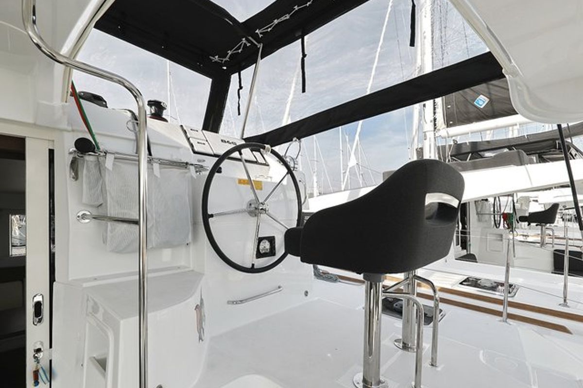 Cockpit of Tom & Jerry, a Lagoon 40 catamaran at Općina Sukošan, Croatia