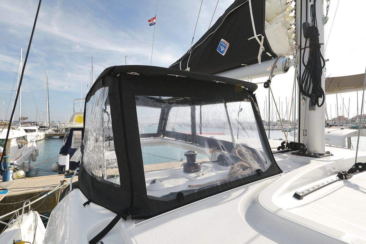 Cockpit of Tom & Jerry, a Lagoon 40 catamaran at Općina Sukošan, Croatia